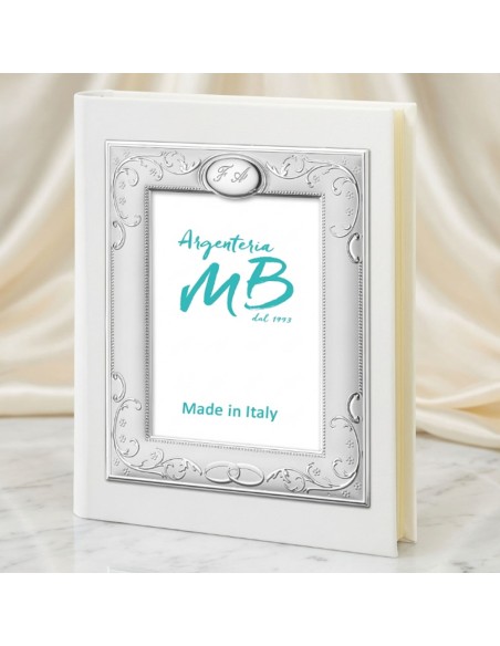 Personalisierbares Weißes Hochzeitsfotoalbum mit Blumendekoration