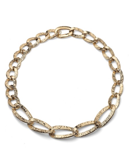 Maxi-Choker-Halskette aus Gehämmertem Vergoldetem 925er Sterlingsilber
