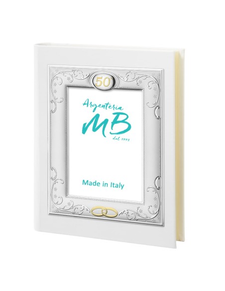 50th Wedding Anniversary Photo Album with White Floral Decoration