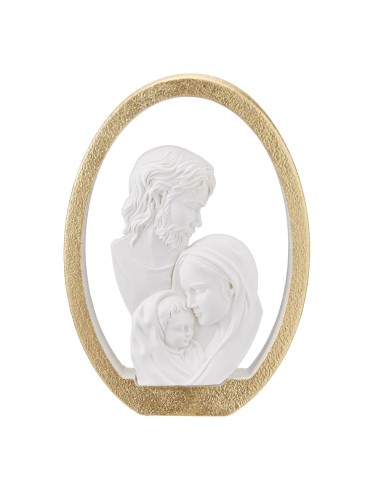 Holy Family Resin Sculpture with Gold Enamelled...