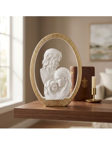 Heilige Familie-Skulptur aus Kunstharz mit...