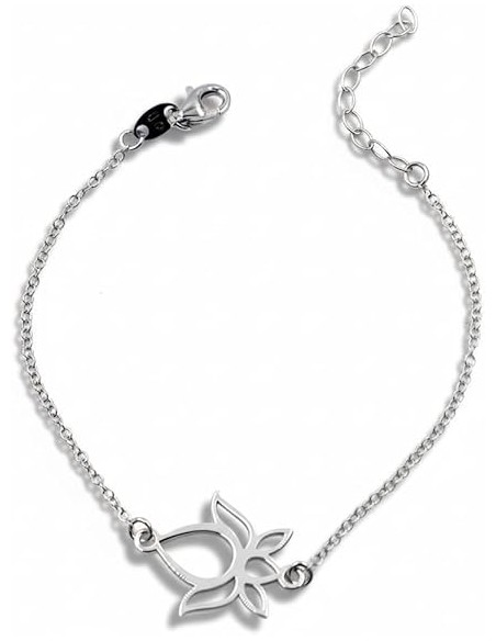 925 Sterling Silver Lotus Flower Bracelet 