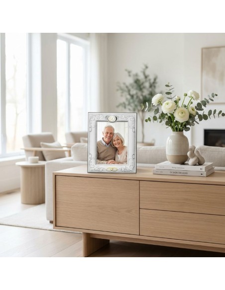Bilderrahmen zum 50 Hochzeitstag mit Blumendekoration