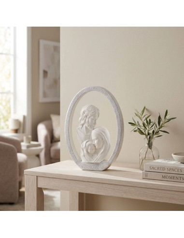 Holy Family Resin Sculpture with Silver...