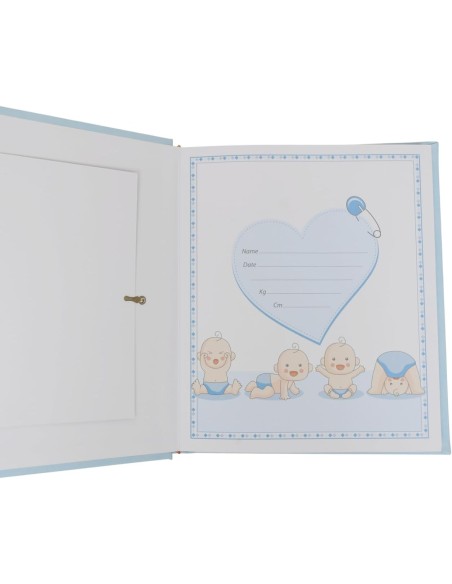 Album Fotografico Azzurro per Nascita con Elefantini Personalizzabile con Incisione 