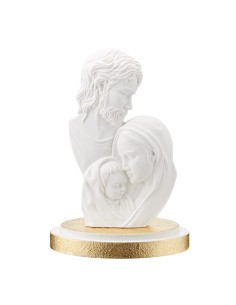 Heilige Familie Skulptur aus Goldfarbenem Emailleharz