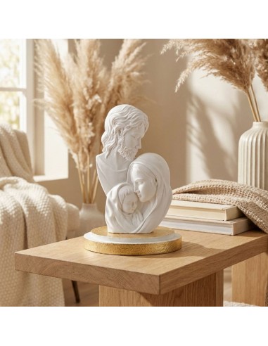 Holy Family Sculpture in Gold Enamelled Resin