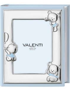 Personalisierbares Blaues Babyfotoalbum mit Teddybären