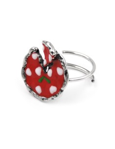 Enamelled Silver Pizza Ring 