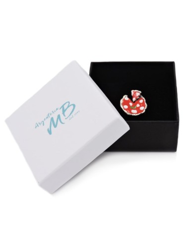 Enamelled Silver Pizza Ring 