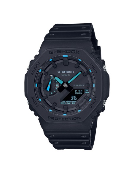 Casio G-Shock Orologio da Polso Analogico Digitale da Uomo Nero con dettagli Azzurri GA-2100-1A2ER
