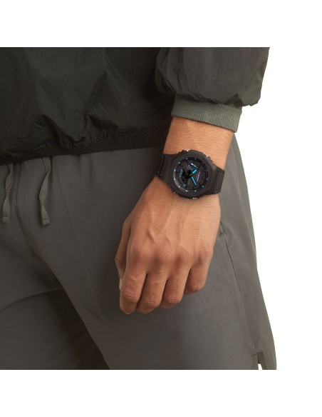 Casio G-Shock Herren Analog-Digital Armbanduhr Schwarz mit Blauen Details GA-2100-1A2ER