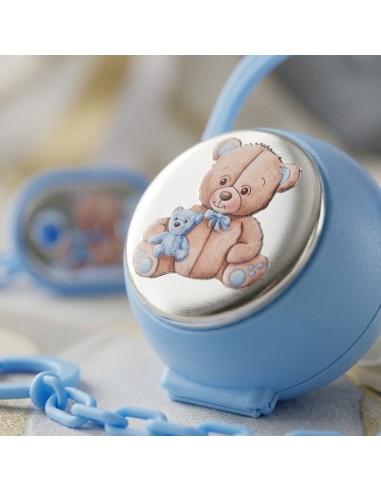 Schnullerclip-Brosche-Set mit blauer Schachtel...