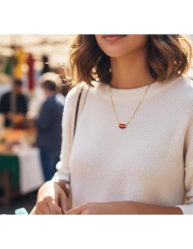 Collana con Labbra Rosse in Argento 925...