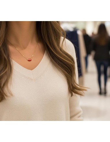 Collana con Labbra Rosse in Argento 925...