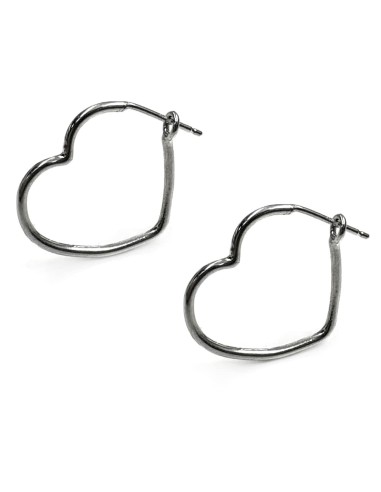 Sterling Silver Heart Hoop Earrings 