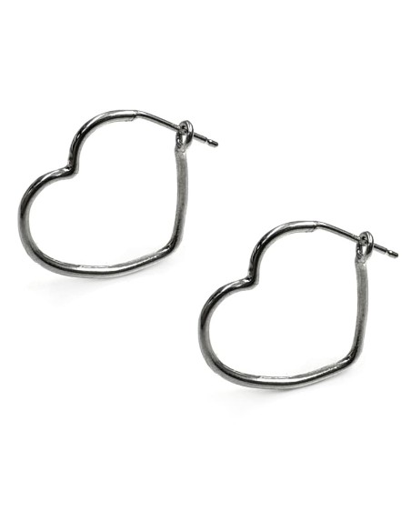 Sterling Silver Heart Hoop Earrings 