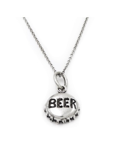 Silver Beer Cap Pendant Necklace