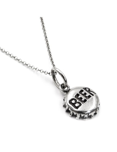 Silver Beer Cap Pendant Necklace
