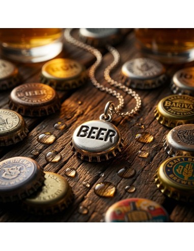Silberne Halskette mit Bierdeckel-Anhänger