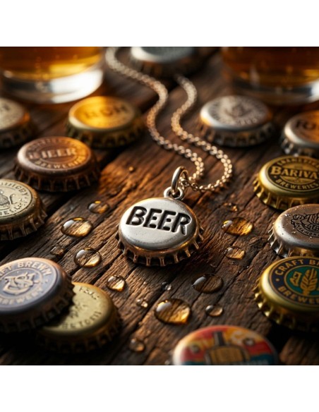 Collana con Ciondolo Tappo di Birra in Argento 