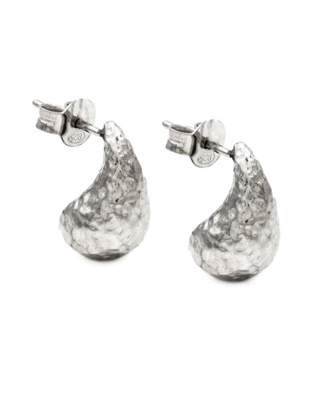 Hammered 925 Sterling Silver Drop Earrings 