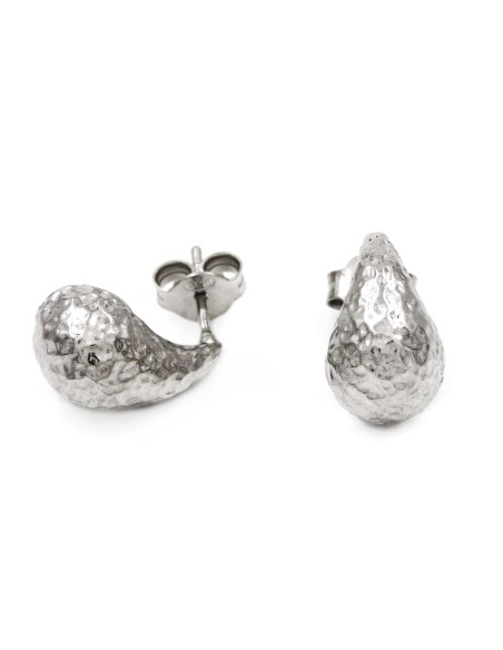 Hammered 925 Sterling Silver Drop Earrings 