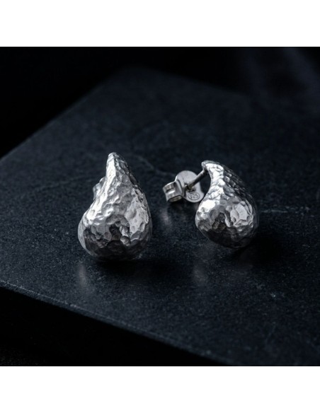 Hammered 925 Sterling Silver Drop Earrings 