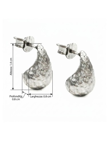  Orecchini Goccia in Argento 925 Martellato