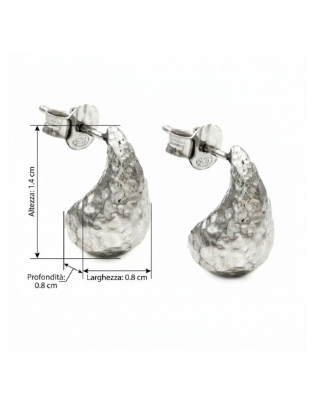  Orecchini Goccia in Argento 925 Martellato