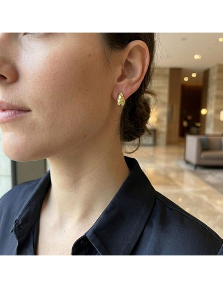 Hammered 925 Sterling Silver Drop Earrings 