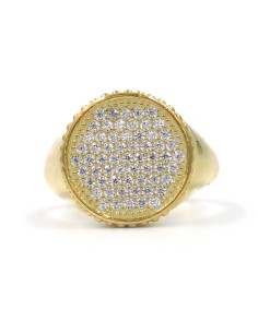 Anello Tondo in Argento 925 Placcato Oro con Zirconi Bianchi 2