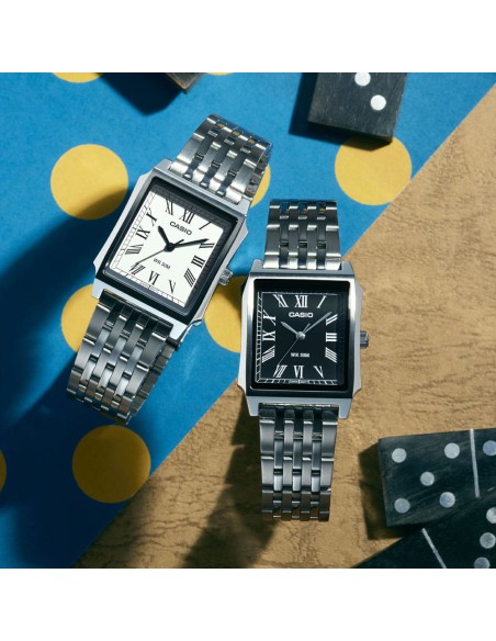 Casio Timeless Collection Herren-Armbanduhr, Analog, Edelstahl, Schwarzes Zifferblatt, MTP-B190D-1BVEF