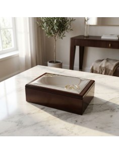 50th Anniversary Wooden Jewelry Box with PVD Silver Cover  2