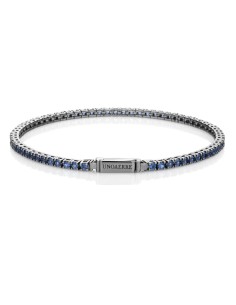 Black 925 Sterling Silver Tennis Bracelet with Blue...
