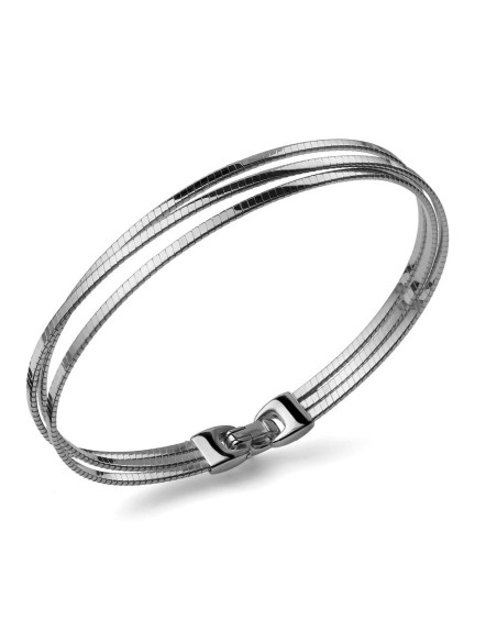 Sterling Silver Three Intertwined Strands Oval Bangle Bracelet