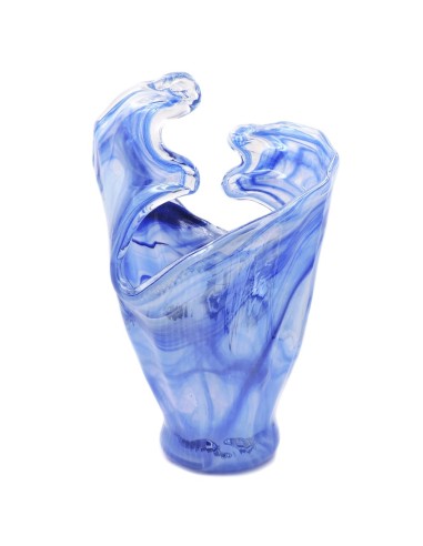 Deep Blue Waves Murano Glass Vase 