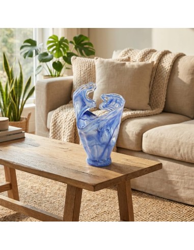 Murano Glas Vase Blau Welle