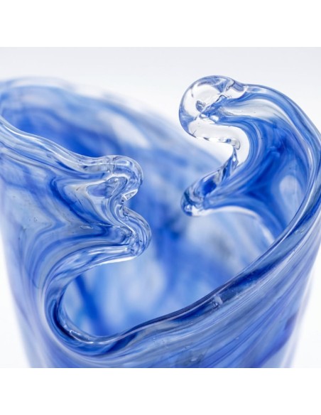 Deep Blue Waves Murano Glass Vase 