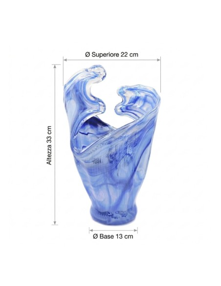 Deep Blue Waves Murano Glass Vase 