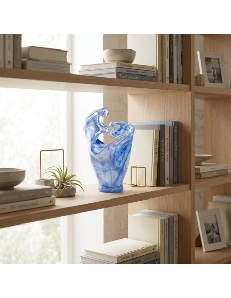 Murano Glas Vase Blau Welle