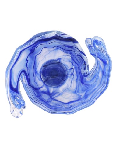 Deep Blue Waves Murano Glass Vase 