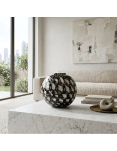 Murano Glass Vase Black Balleton Sphere 2