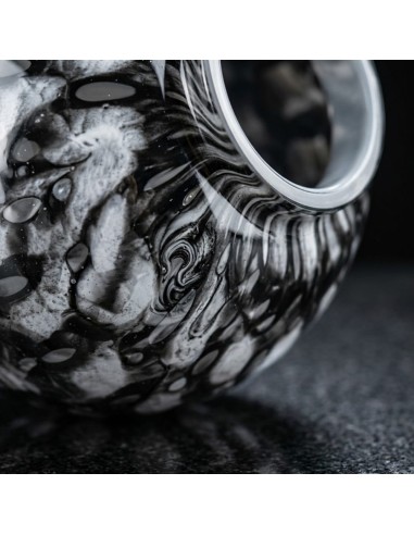 Vaso in Vetro di Murano Sfera Balleton Nero e...