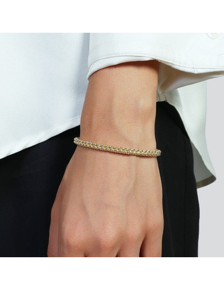 Gold Plated Sterling Silver Grain of Rice Chain Bangle