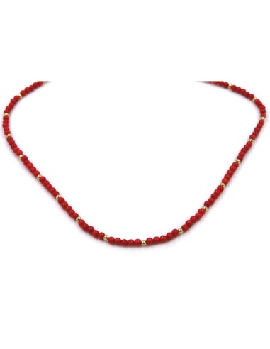 Red Coral Paste Necklace with Gold Plated...