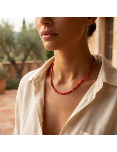 Red Coral Paste Necklace with Gold Plated...