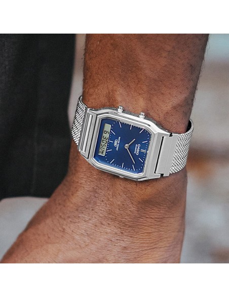 Casio Unisex Analog Digital Wristwatch Blue Dial Vintage Collection AQ-230EM-2AEF