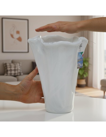 Vaso in Vetro di Murano Bianco Tide Iris 