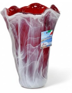 Murano Glas Vase Rot Tide Iris